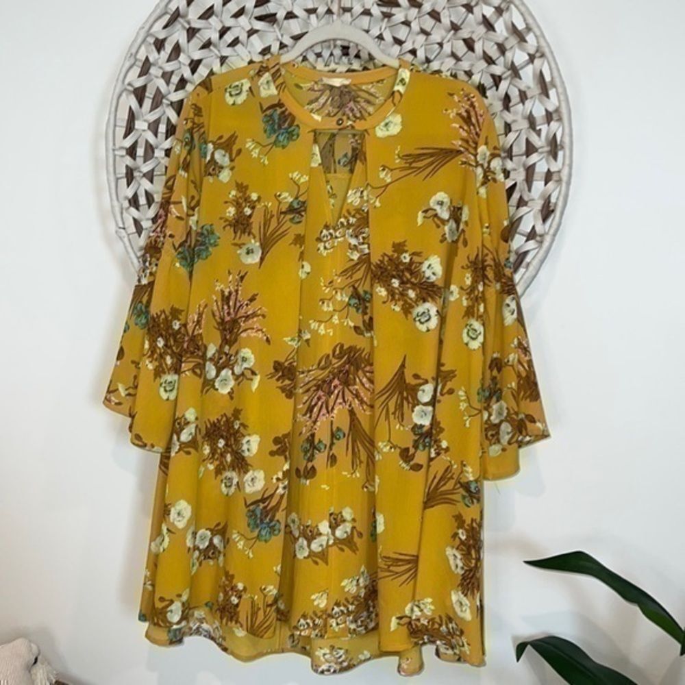 Altar’d State yellow floral boho dress size small